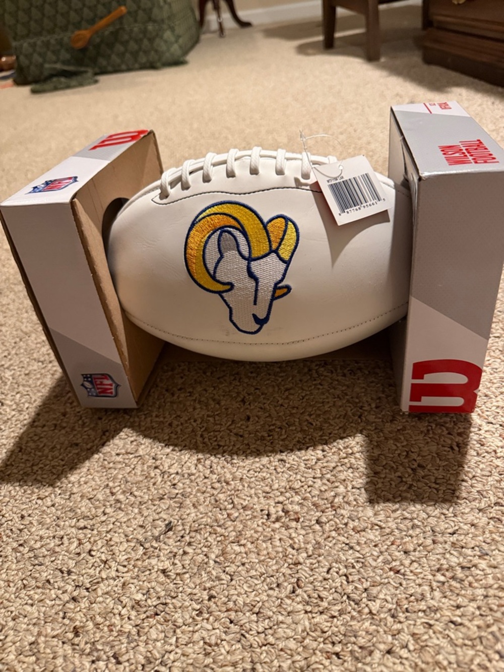 Los Angeles Rams White Collector Football with Team Logo signed by Nick Hampton